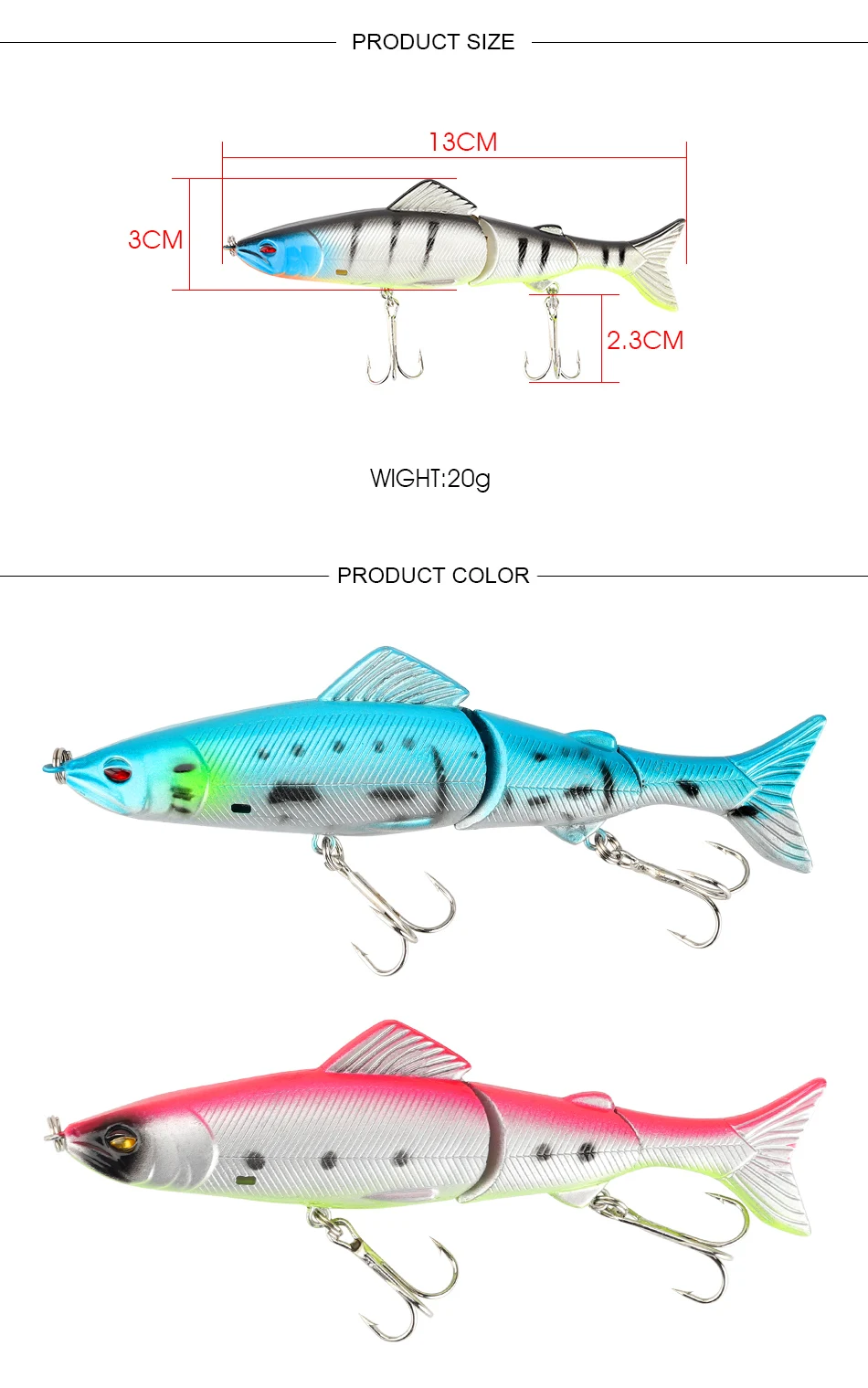 JACKFISH рыболовная приманка 13 см/20 г Aritificial воблеры Crankbait качественная профессиональная блесна приманка, плавать соединенная приманка оборудована