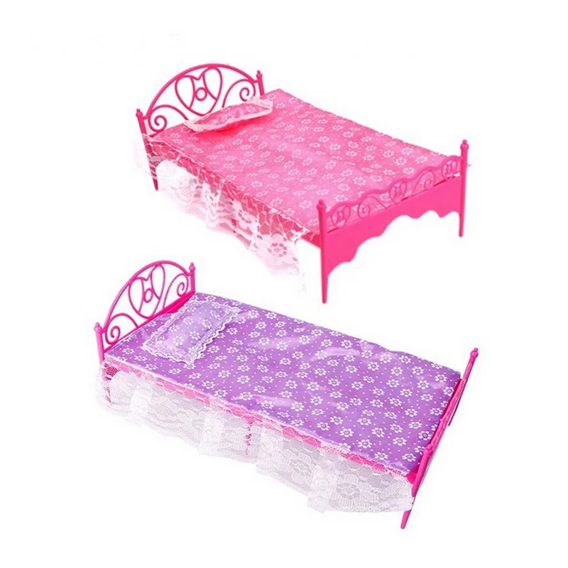 1 12 Dollhouse Miniatures Furniture Accessories Berth Bed Sheet Pillow Clear Plastic Lace Pink Purple White