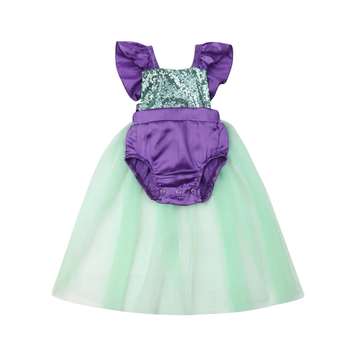 

Newborn Baby Girls Romper Sequin Mermaid Costume Jumpsuit Tulle Skirt Outfits