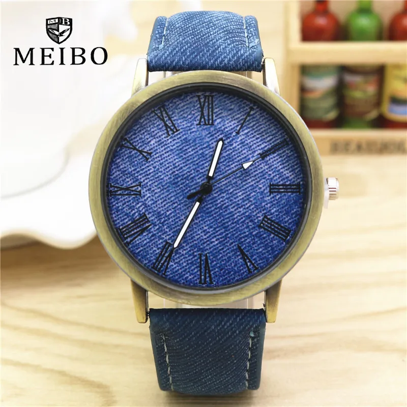 

2018 New Arrivals Fashion Jeans Casual Women's Watches Leather Strap 9color/lots Mens Watch Watches
