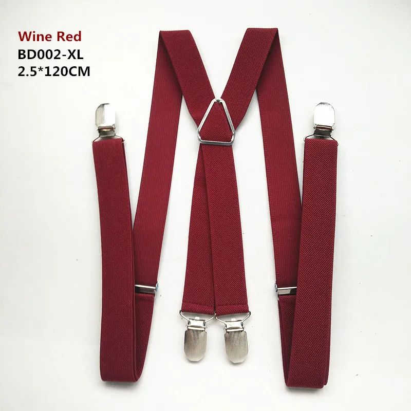 120 см длина сплошной цвет взрослые мужские подтяжки 2,5 см регулируемый эластичный ремень X-Back подтяжки для женщин рубашки остается BD002 - Цвет: Wine red-120cm