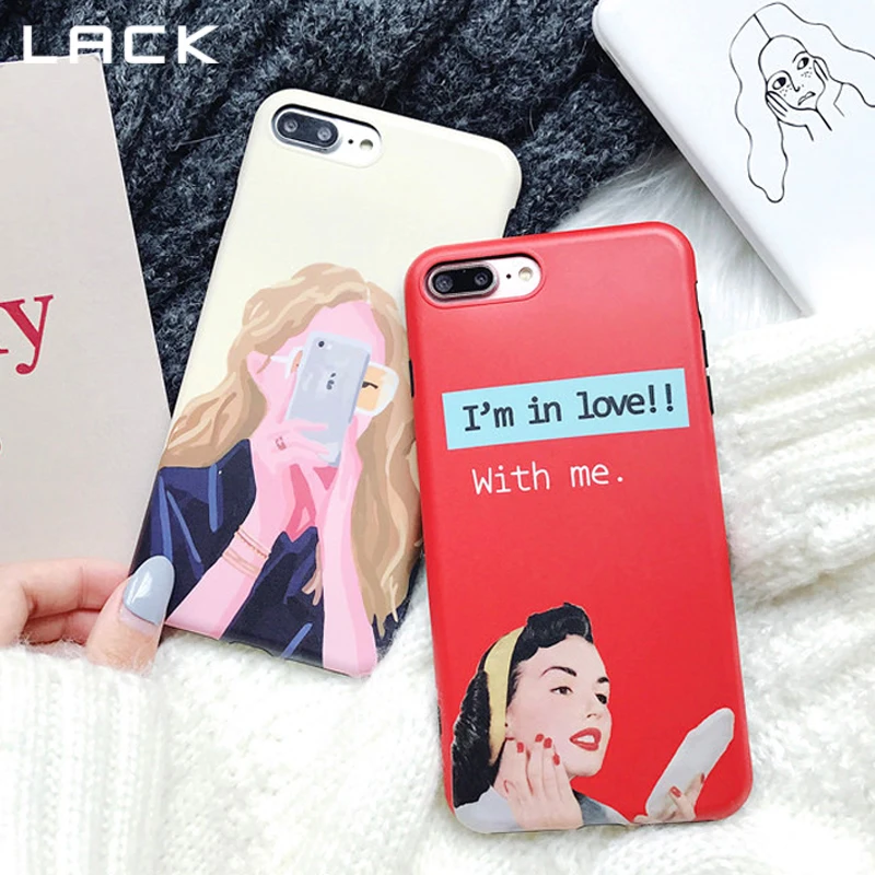 LACK Lovely Letter Soft Phone Case For iphone 7 6 6s 8 Plus Fashion Cartoon Cool Girl Cases X Selfie Back Cover Coque |