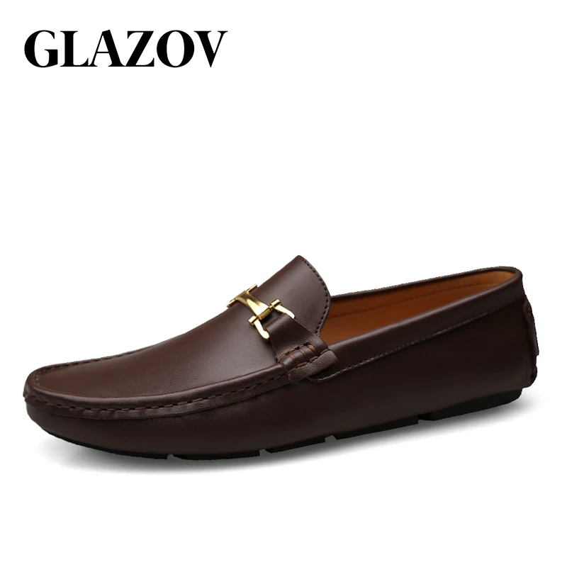 Comprare GLAZOV Mens Scarpe Italiane casual Marche Slip On Formale Scarpe Di Lusso Degli Uomini Mocassini Mocassini In Vera Pelle Marrone Scarpe Da Guida