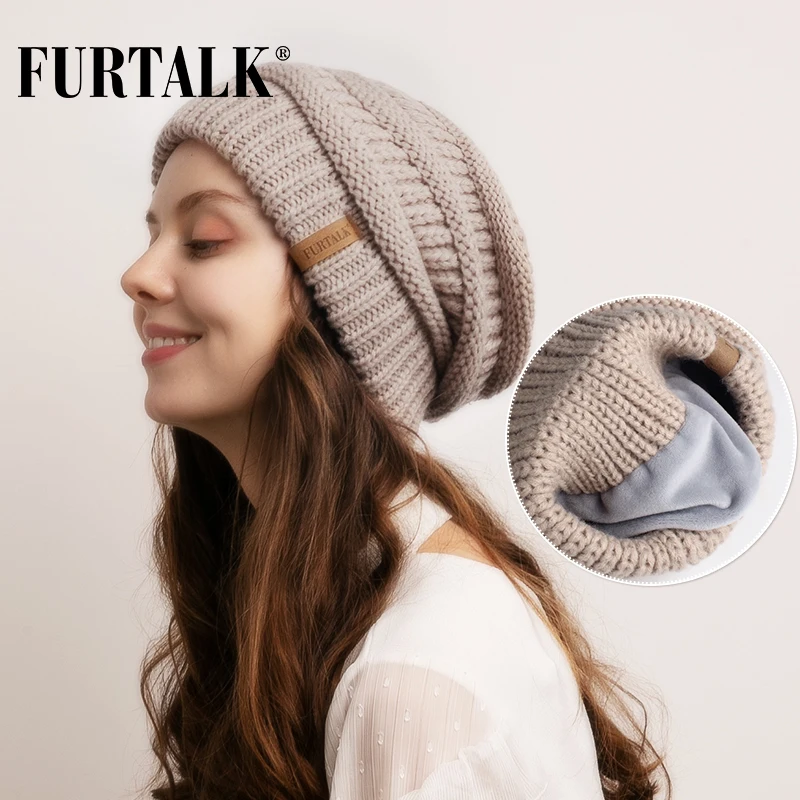 Женская Вязаная Шапка бини с флисовой подкладкой|Женские Skullies и шапочки| |