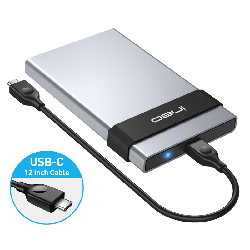 

ineo HDD Case Aluminum External USB C 3.1 Gen 2 Type-C to SATA 2.5 inch Hard Drive SSD Enclosure Caddy [C2561]