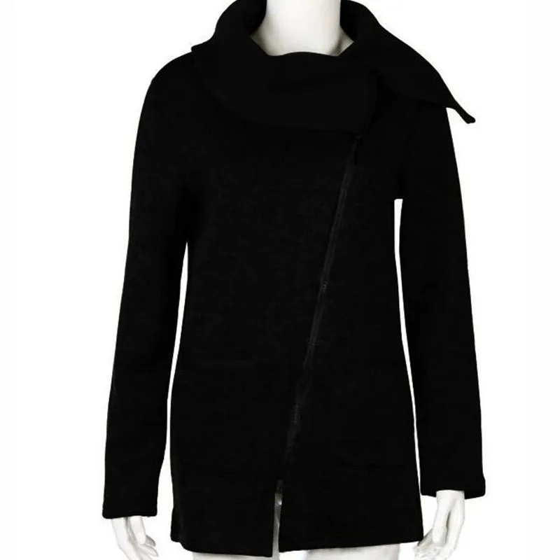  2019 Fashion Solid Turn-down Collar Sweatshirt Hoodie Women Fleece Zipper Long Jacket Coat Autumn W