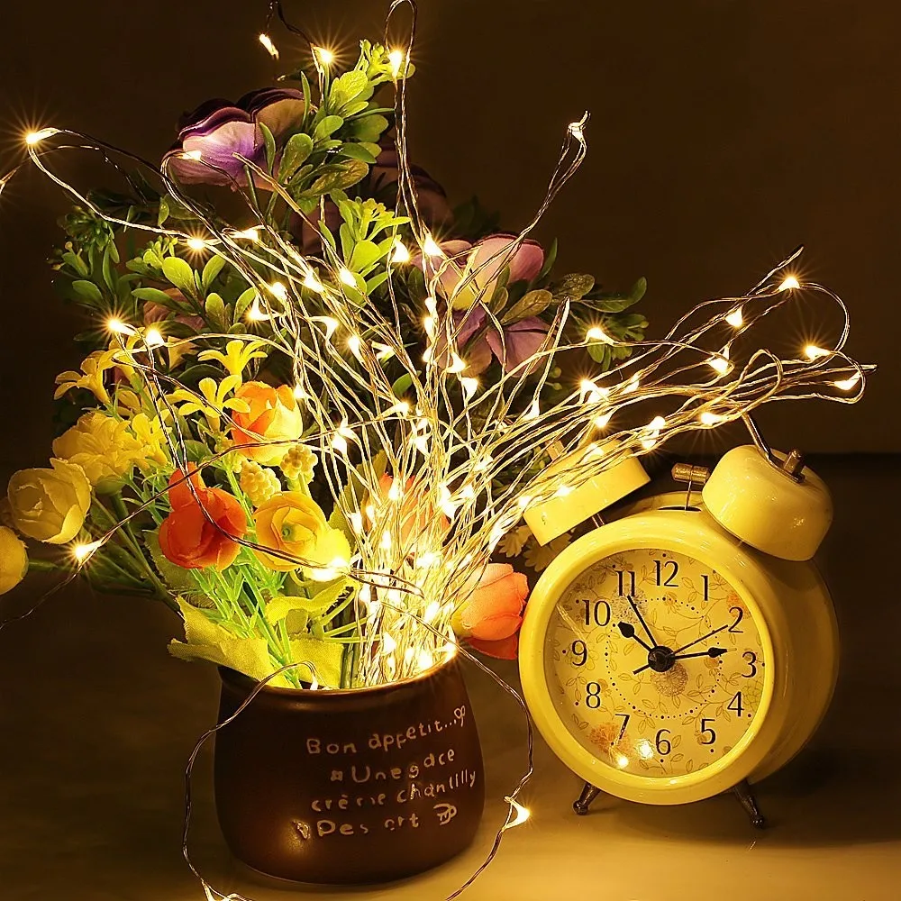 Fairy Lights Battery Operated LED String Lights Remote Control Timer Twinkle String Lights 8 Modes 5m 10m Firefly Lights purple string lights