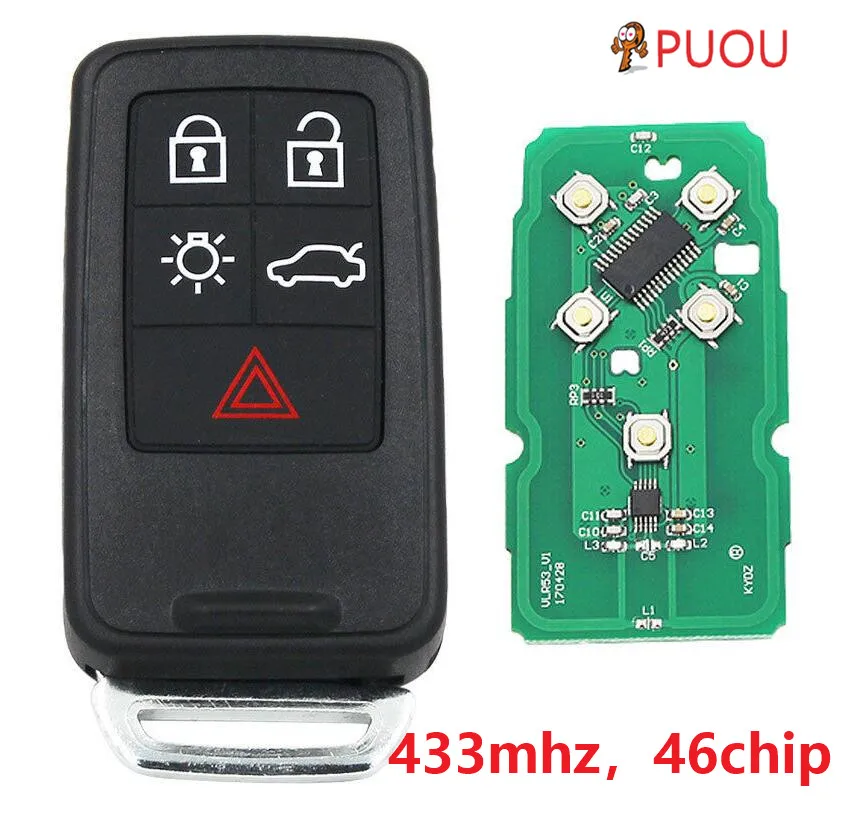 

5 Buttons Smart Remote Key KYDZ for Volvo XC60 S60 S60L V40 V60 434mhz ID46 Chip