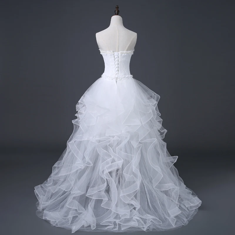 Короткое спереди длинное сзади Свадебное Платье, дешевое китайское кружевное свадебное платье, милое платье невесты со шлейфом под 100 D83