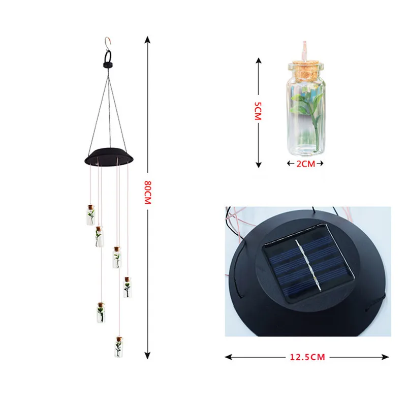 Solar Color-Changing Wind Chime Light LED Garden Hanging Spinner Lamp Color Changing Wind Chime Light Luces 40JUN253