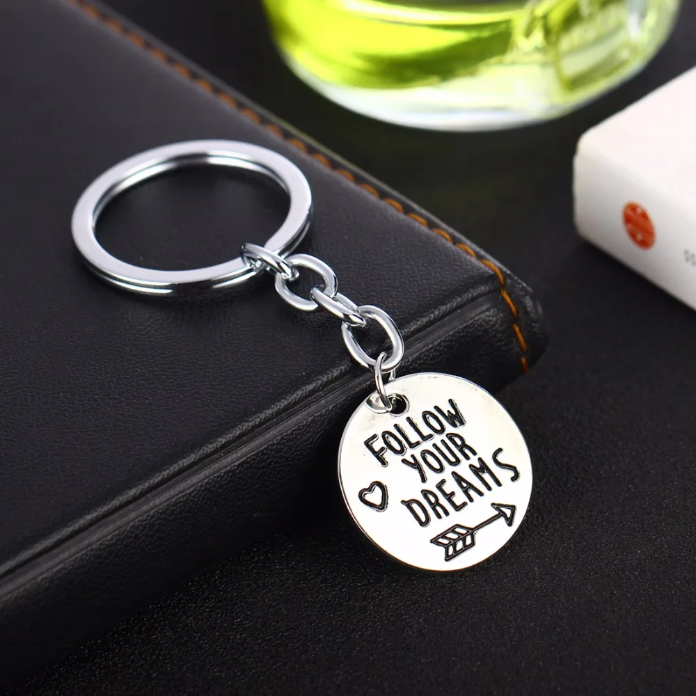 &quotFollow Your Dreams&quot Heart Arrow Pendant Charm Keyring For Women Men Jewelry Gifts Presents Key Chain Fashion | Украшения и
