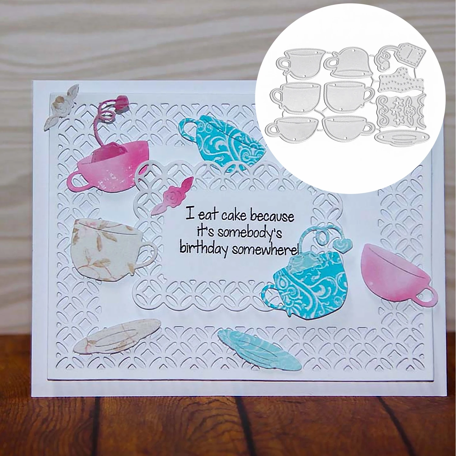 

Fashion Elegant Tea Cup Style Carbon Steel Embossing Cutting Die Stencil Template Mould for DIY Scrapbooking Photo Album Card