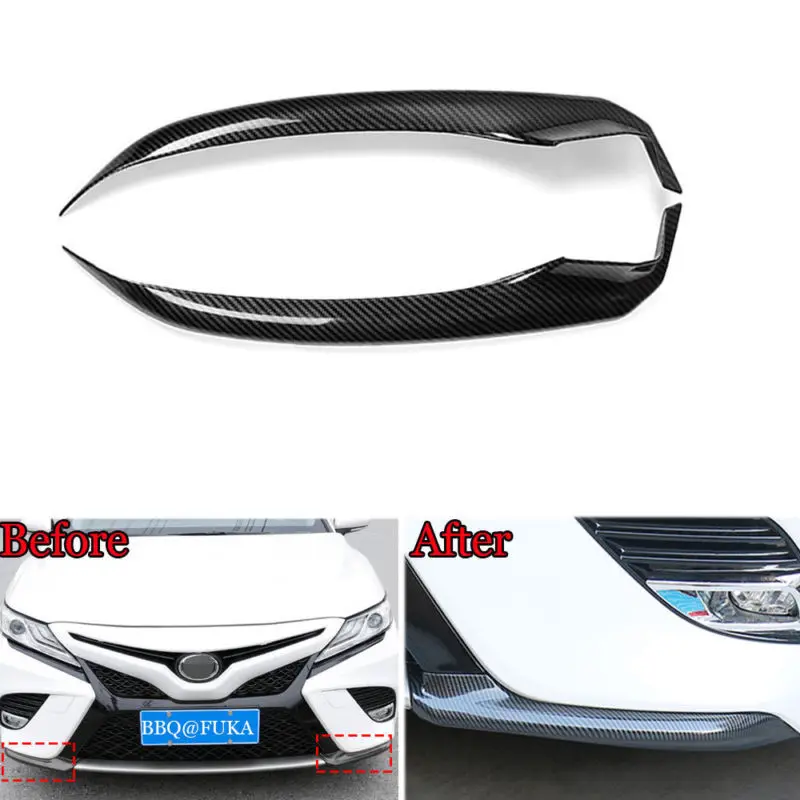 corner Lip Cover Trim For Toyota Camry 2018 ABS Carbon fiber Red Front Bumper