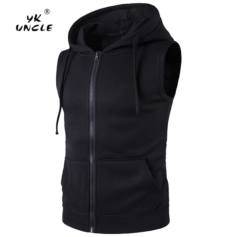 

YK UNCLE Mens Slim Hooded Vest Sweatshirt 2019 New Casual Jacket Vest Outwear Fashion Solid Color Men Sleeveless jacket Coat