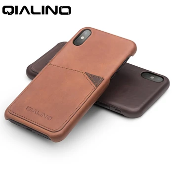 

QIALINO Luxury Phone Case for iPhone X Genuine Leather Ultra Thin Handmade Nostalgia Back Cover for iPhone XS Apple Hard Shell
