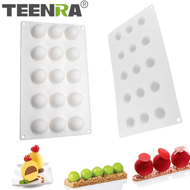 TEENRA 15 отверстий мини круглая форма для торта 3D силиконовая белая трюфелей