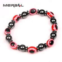 Magnetic Therapy Black Bracelet Slimming Gallstone Elastic Blue Round Eye Body font b Fat b font