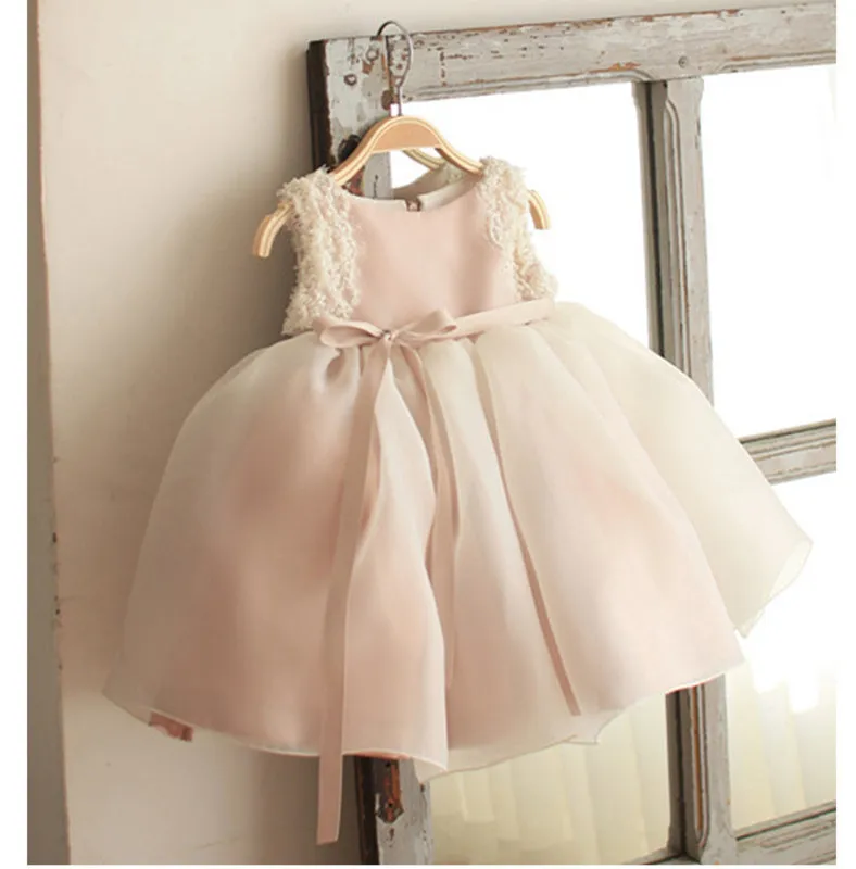 

2018 Newest Baby Girl Color Pink Birthday Party Dresses Girls Flower Petal Tutu Dress Princess Ball Gown 12M-6T Custom Made