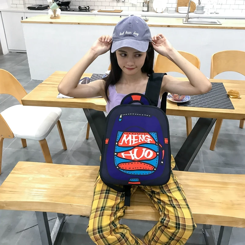 Menghuo New 3D Anime Cartoon Women Backpack School Bag Nylon 2D Style Travel Drawing Book Backpack Mochilas for Teenagers Gilrs (41)