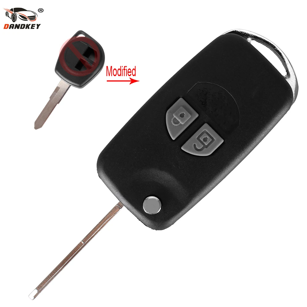 

DANDKEY 2 BUTTONS FLIP KEY CASE UPGRADE For Suzuki Swift Grage Vitara Alto Remote Car Key Shell Fob Replacement With Right Blade