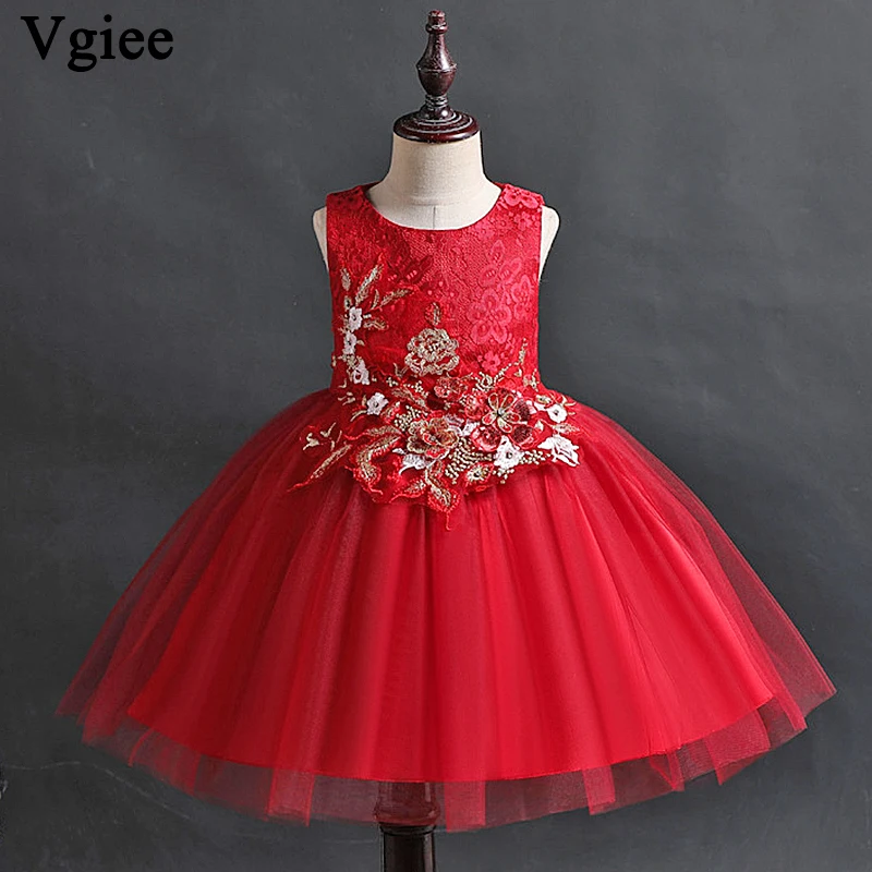 

Vgiee Christmas Dress Girl Kids Baby Pincess Dresses Flower Girl Dresses For Weddings Sleeveless Floral Party Dress 2019 CC006