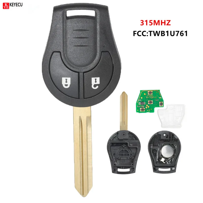 

Keyecu Remote Key Fob 2 Button 315MHz D46 Chip for Nissan March Sunny 2010+ FCC:TWB1U761