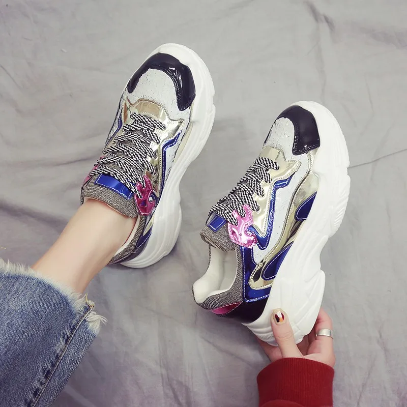 

New muffin thick Bottom sequins women's casual sneakers