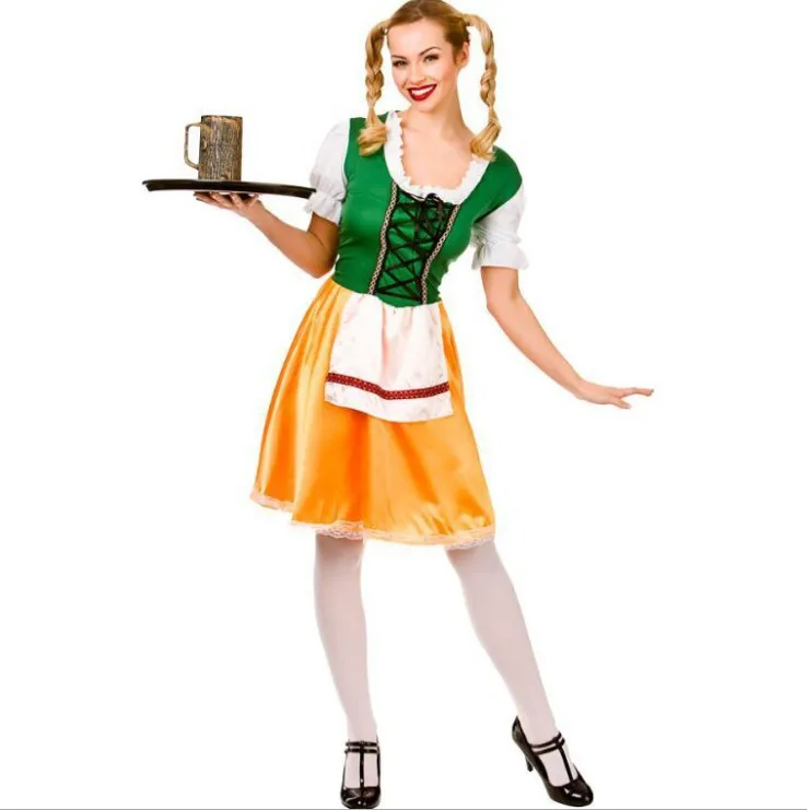 Ladies Beer Maid Costume Wench German Heidi Oktoberfest Gretchen Fancy Dress