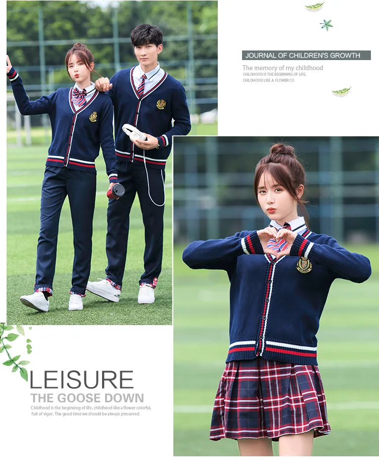 Зимняя школьная форма для девочек и мальчиков, корейский Костюм для японских студентов, одежда для женщин, свитер + рубашка + юбка + галстук +