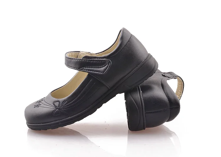 New fashion Girls Leather Shoes Black Autumn Anti Slip Flat with Kids Party Wedding Princess Shoes for Girls school shoes