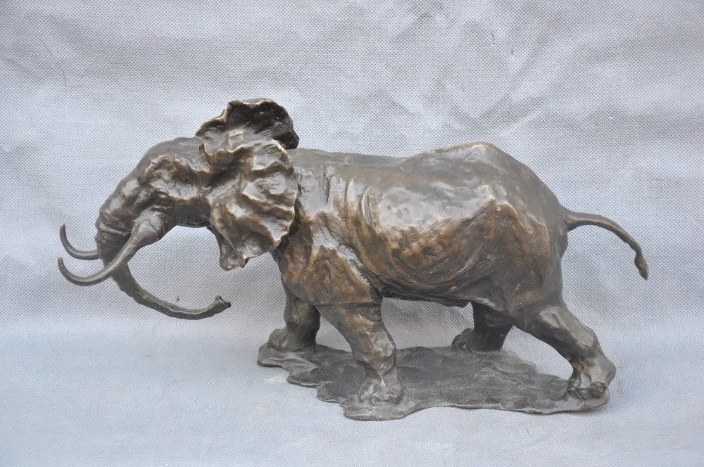 

xd 003430 13 Bronze Brave King the Prairie Afrika Male Elephant Animal Sculpture Statue