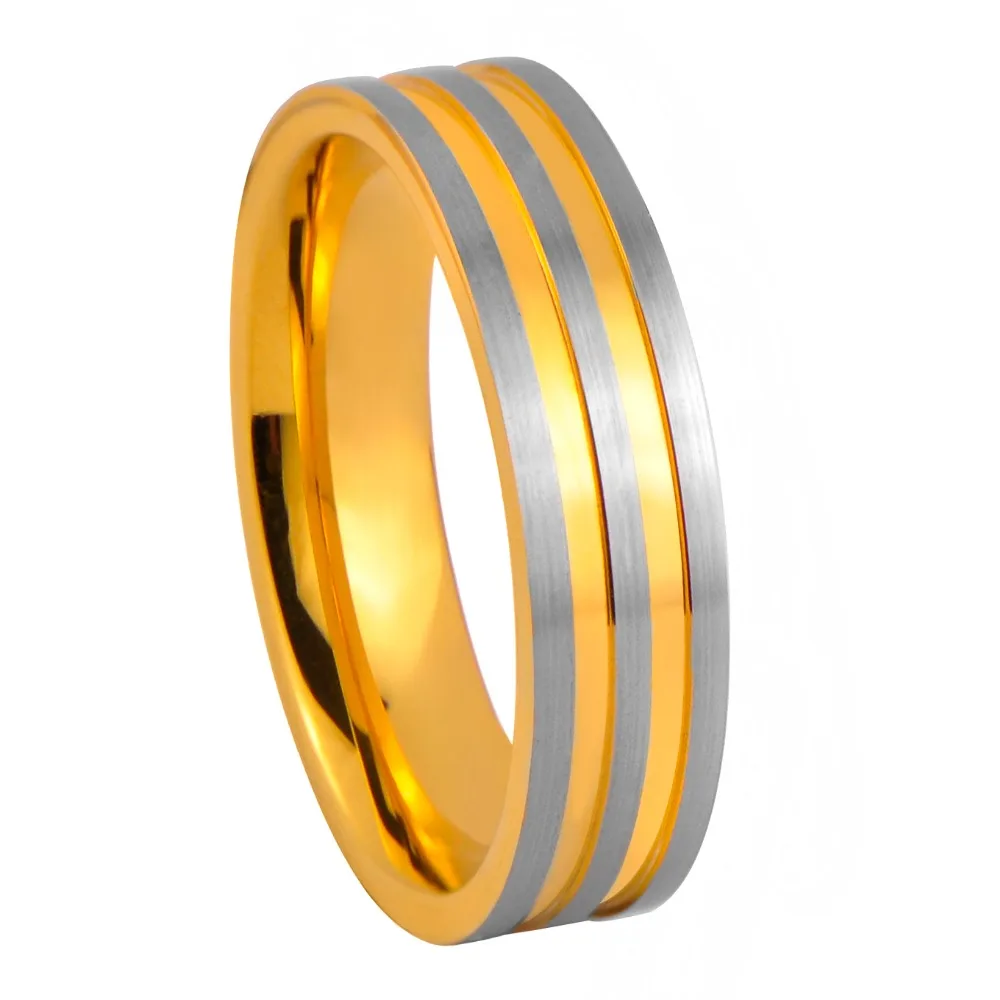

Titanium Gold Simple Wedding Couples Rings