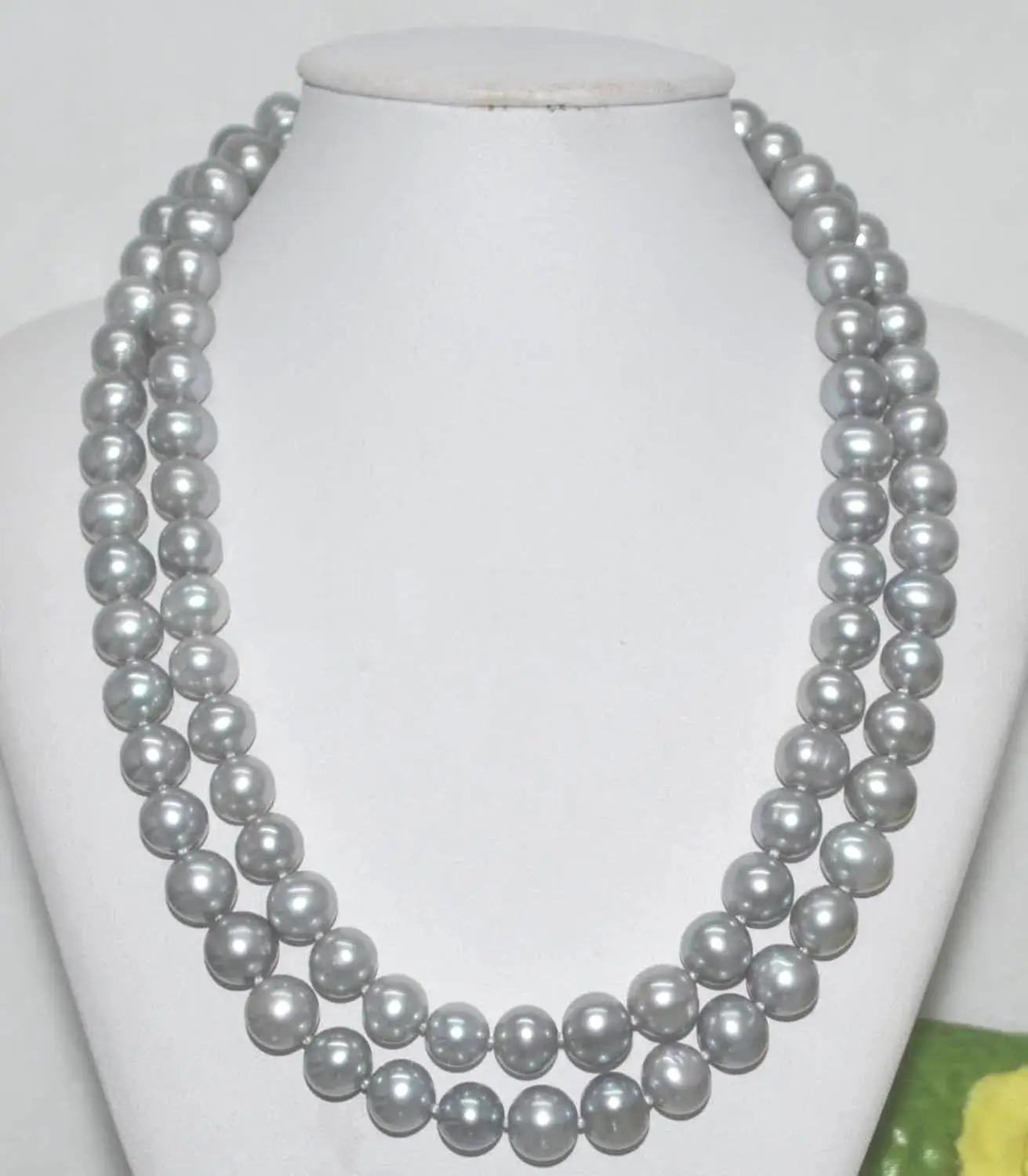 35'' 10-11mm GENUINE GRAY TAHITIAN PEARL NECKLACE 14k/20 GOLD CLASP