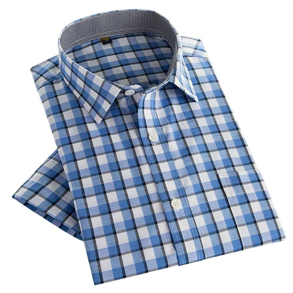 Высокое качество Для мужчин рубашки Бизнес Повседневное короткий рукав плед Для мужчин платье рубашка социальной крутая модная одежда Slim Fit X747 - Цвет: 271