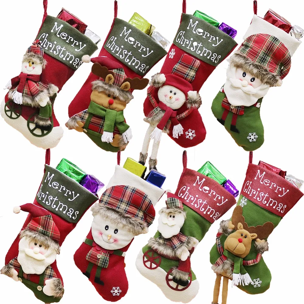 Подарочный Рождественский чулок сумка Ноэль олень Санта Клаус носки со снеговиком натальные Рождественская Елка декоративная Конфета подарки Новинка