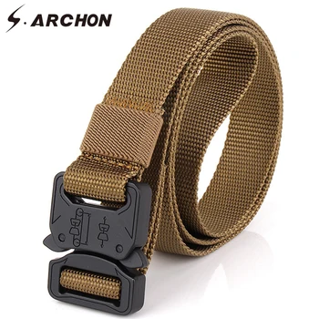 

S.ARCHON Emergency Survival Military Tactical Belts Men Nylon Heavy Duty SWAT Combat Waist Belt Metal Buckle Knock Off Army Belt