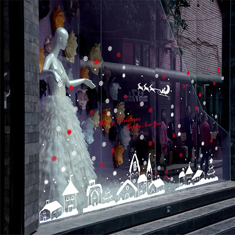 Рождественская Снежинка, наклейка на окно, зимняя Наклейка на стену, детская комната, Рождественский Декор для дома, Новогодняя наклейка, s Снежинка
