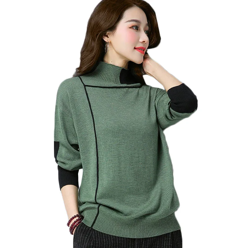 

Spring autumn Sweater Pullovers Women Turtleneck sweater female long sleeve knitted Sweater Plus size Women Pullover Tops A1078