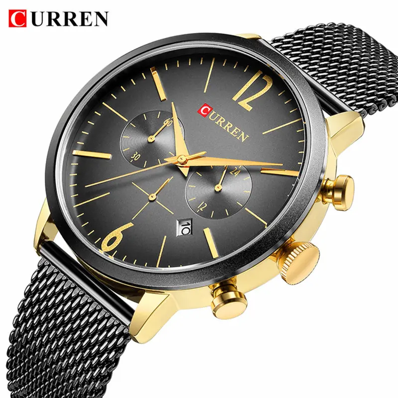 

Relogio Masculino 2018 Curren Men Watches Top Brand Luxury Gold Black Quartz Watch Waterproof Sport Male Clock Casual Wristwatch