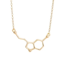 yiustar 2017 Serotonin Molecule Pendants Necklaces For Women Chemistry Chokers Collar Elegant Simple Gold Silver Necklaces