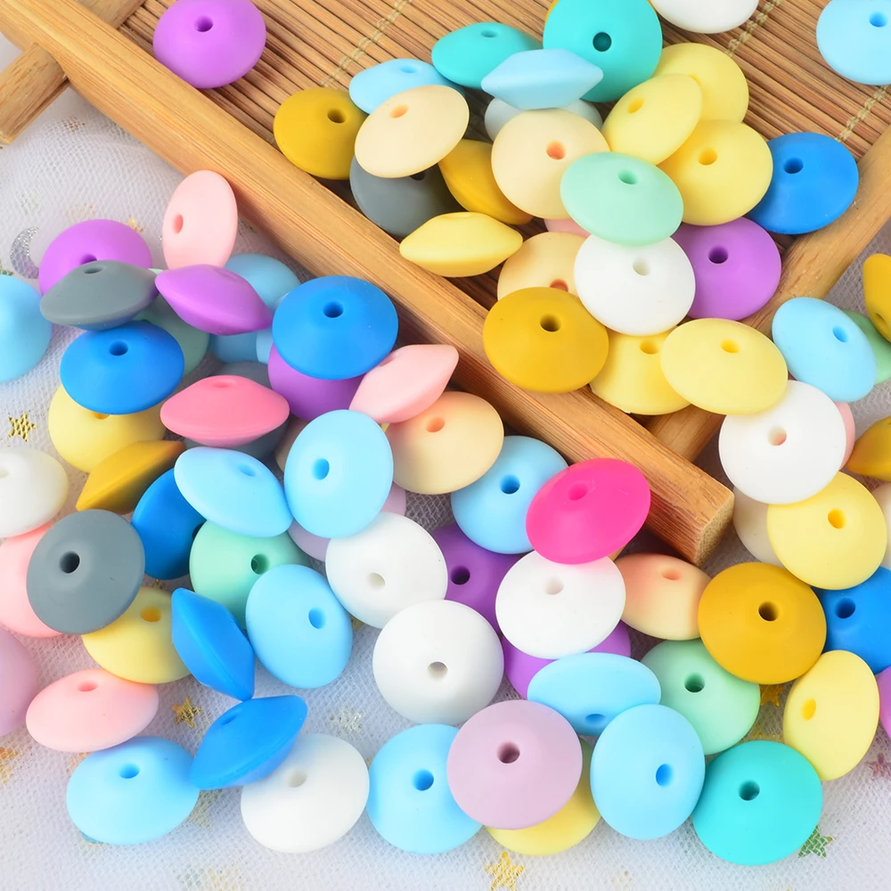 LOFCA 30PCS Silicone Lentil Beads 12mm BPA Free Baby Teethers Pearl For Teething Necklace DIY Charming Nursing Toys Baby Care