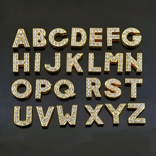 130 шт 10 мм отверстие горный хрусталь золотые буквы A-Z скользящие Подвески скользящие бусины DIY 10 мм браслеты, ремни для ремня имя питомца ошейник