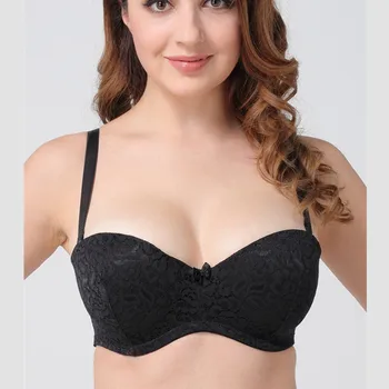 

Black half cup bra bud silk thin section large size underwear bra