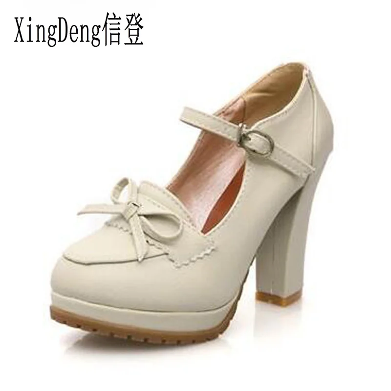 Туфли лодочки XingDeng женские на платформе 11 см милая обувь в стиле Лолиты униформа