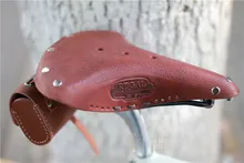 Vintage leather bike saddle three spring cowhide leather seat cushion spring trunkVintage bicycle saddle bag