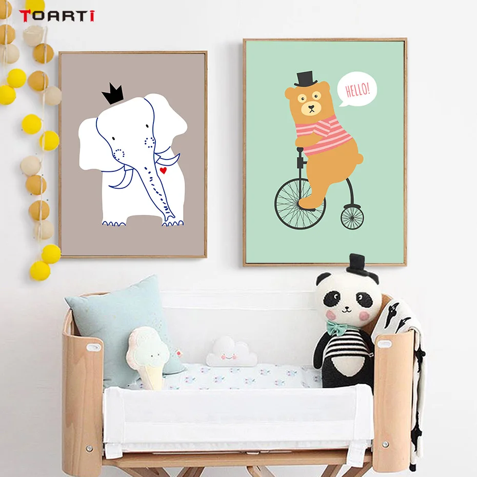 Kawaii Animals Bear Canvas Art Painting (3)