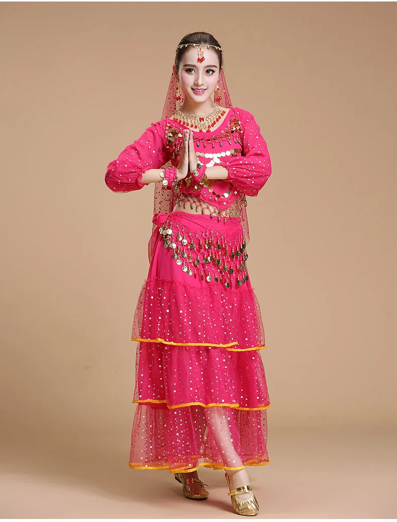 С длинным рукавом индийский танец живота костюм женский новый сезон: весна-лето 2019 одежда для выступлений для женщин Восточный танец H4550