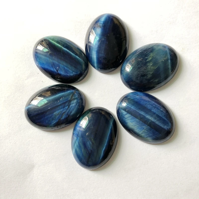 

AA Quality Natural Blue Tiger Eye Cabochons Oval 22x30mm CAB Semi precious stone Jewelry Cabochon Ring Face 3pcs/lot