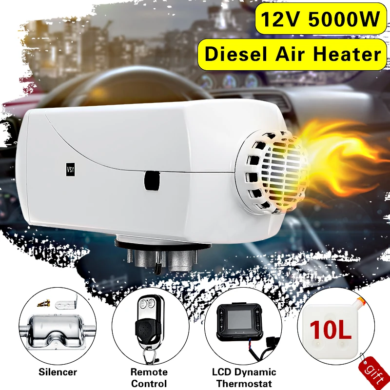 

12V 5000W LCD Monitor Diesels Car Heater Parking Heater Car Fan Air Diesels Fuel Heater With Remote Control And Silencer