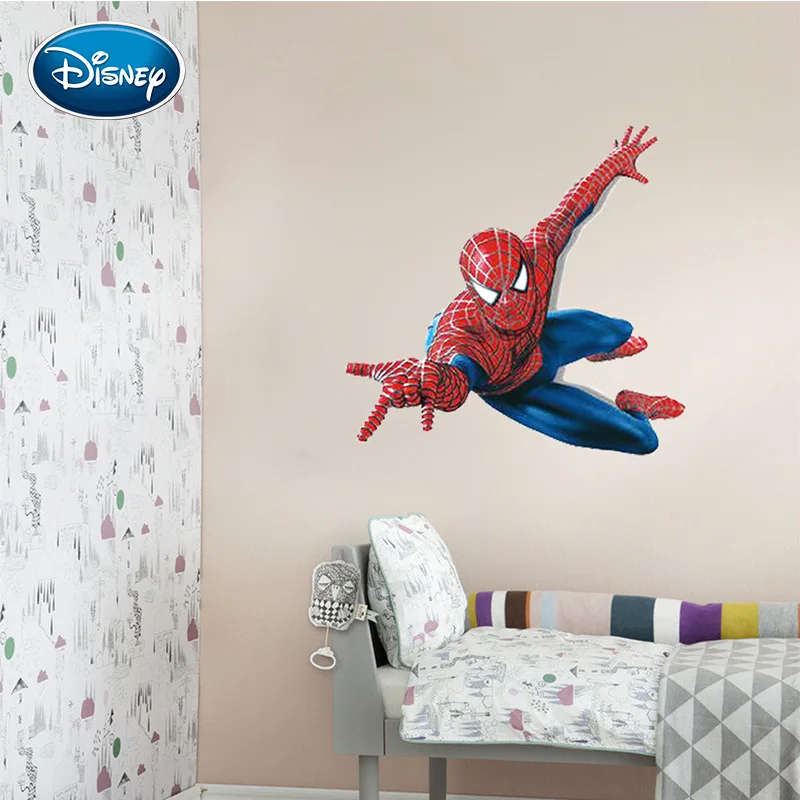 Disney стикер Человек-паук мультфильм детская комната, наклейка большие снимающиеся наклейки
